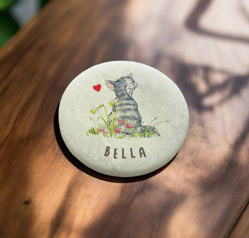 Cat Grey & White Marble Memorial